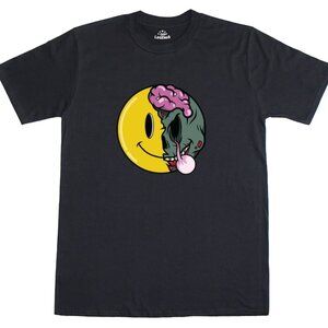 Zombie Smiley Face T-Shirt | Half Zombie Half Smile Graphic Tee | Creepy Dark